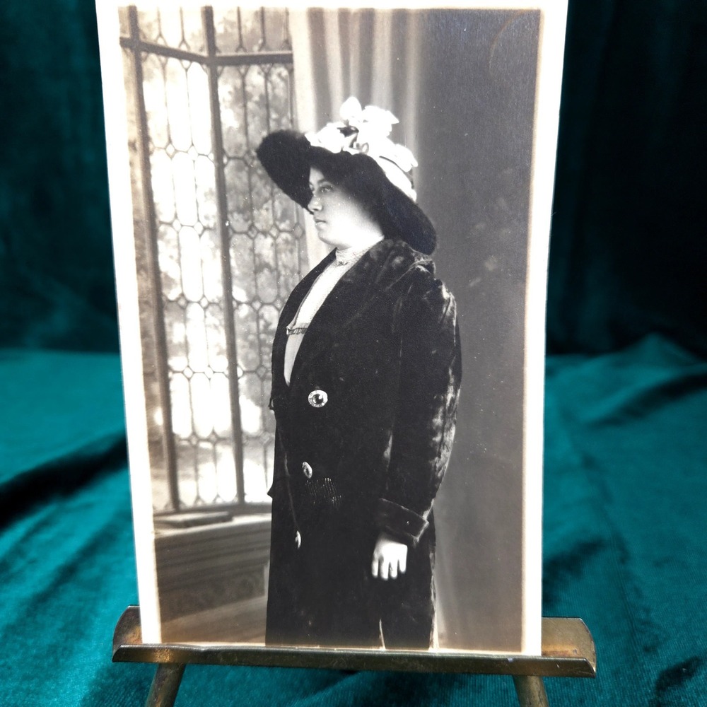 1912 Antique Real Photo Postcard Woman Portrait Milton Iowa RPPC